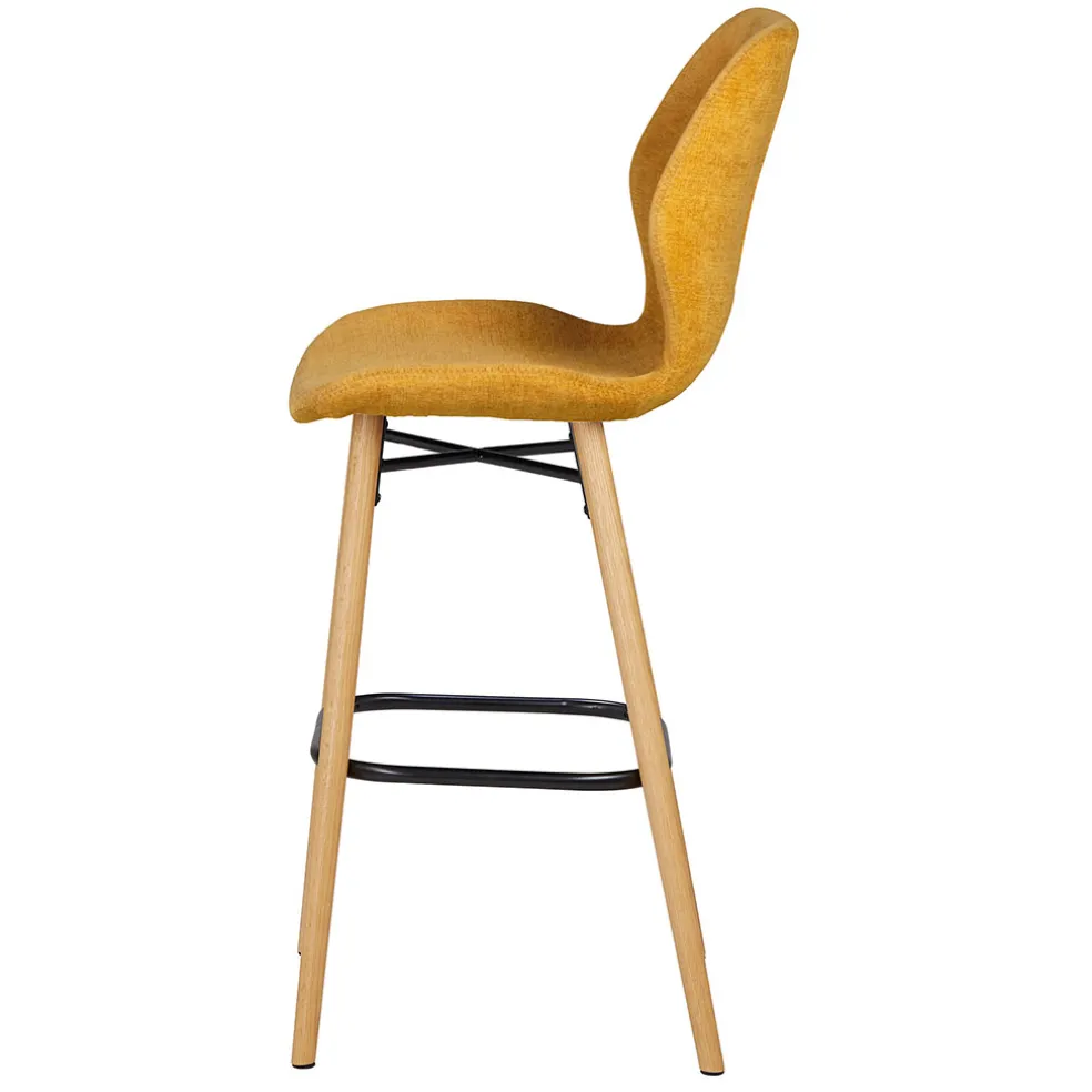 Chaise de bar en tissu soft touch moutarde h65cm - Keri