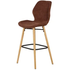 Chaise de bar en tissu soft touch acajou h65cm - Keri