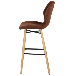 Chaise de bar en tissu soft touch acajou h65cm - Keri