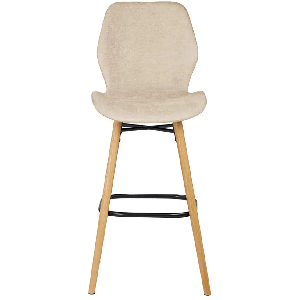 Chaise de bar en tissu soft touch sable h65cm - Keri