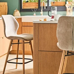 Chaise de bar en tissu soft touch sable h65cm - Keri