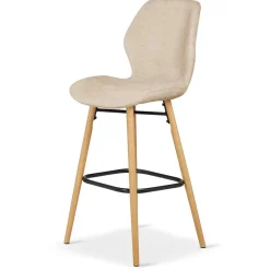Chaise de bar en tissu soft touch sable h65cm - Keri