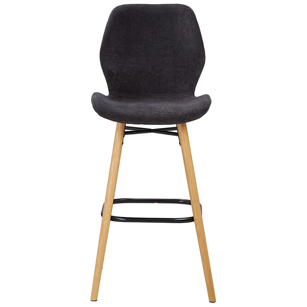 Chaise de bar en tissu soft touch noir h65cm - Keri