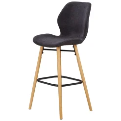 Chaise de bar en tissu soft touch noir h65cm - Keri