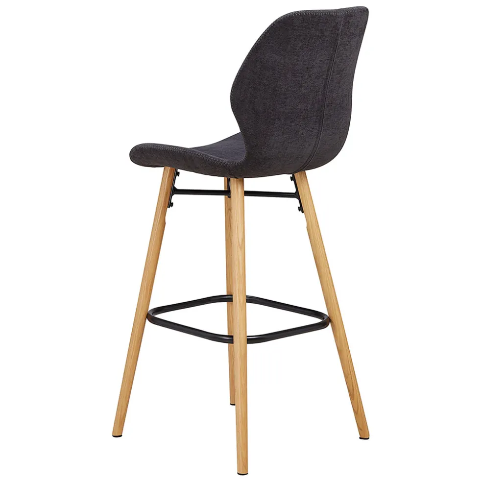 Chaise de bar en tissu soft touch noir h65cm - Keri