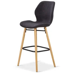 Chaise de bar en tissu soft touch noir h65cm - Keri