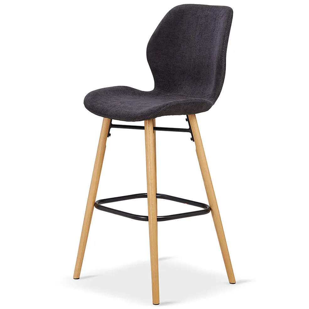 Chaise de bar en tissu soft touch noir h65cm - Keri