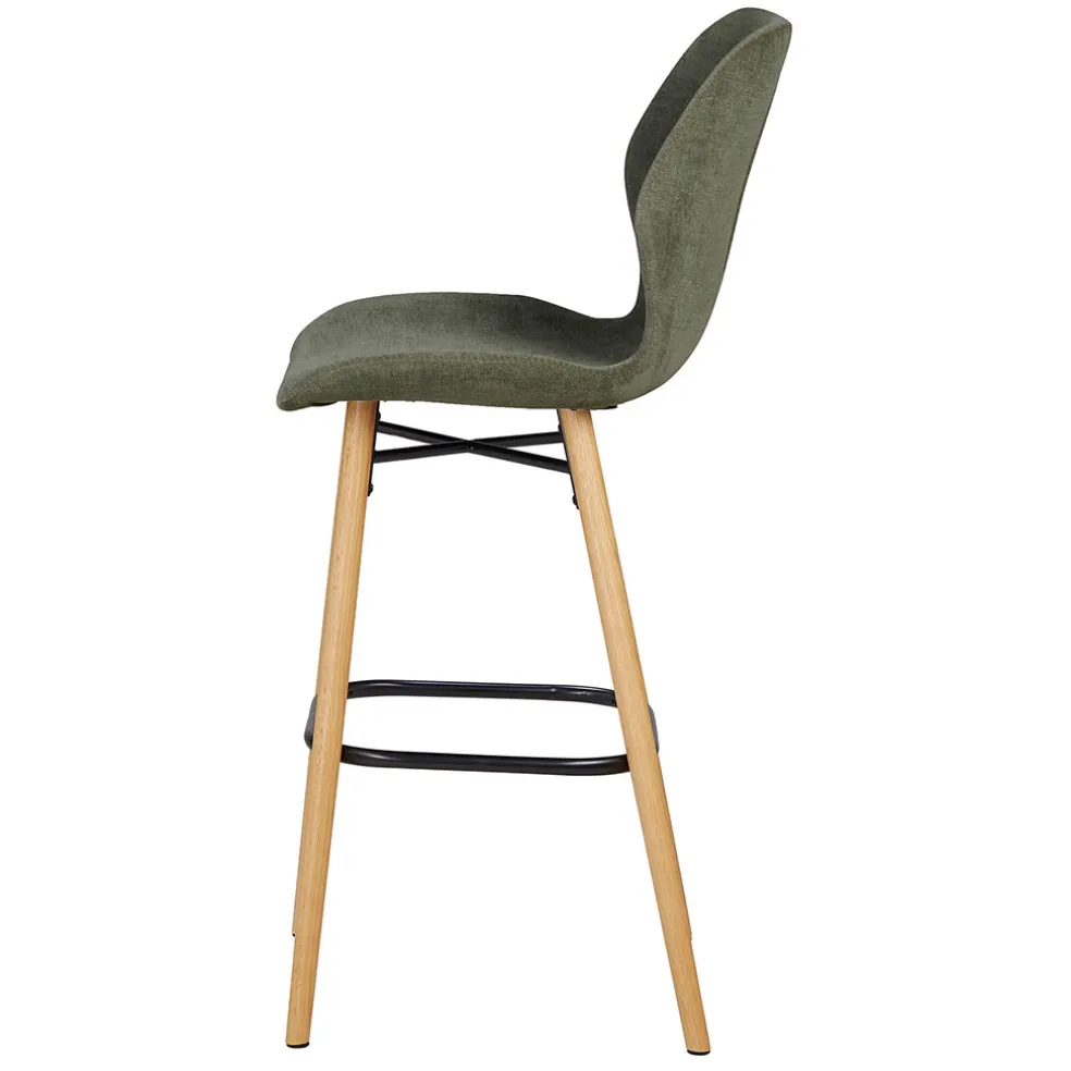 Chaise de bar en tissu soft touch vert bouteille h65cm - Keri