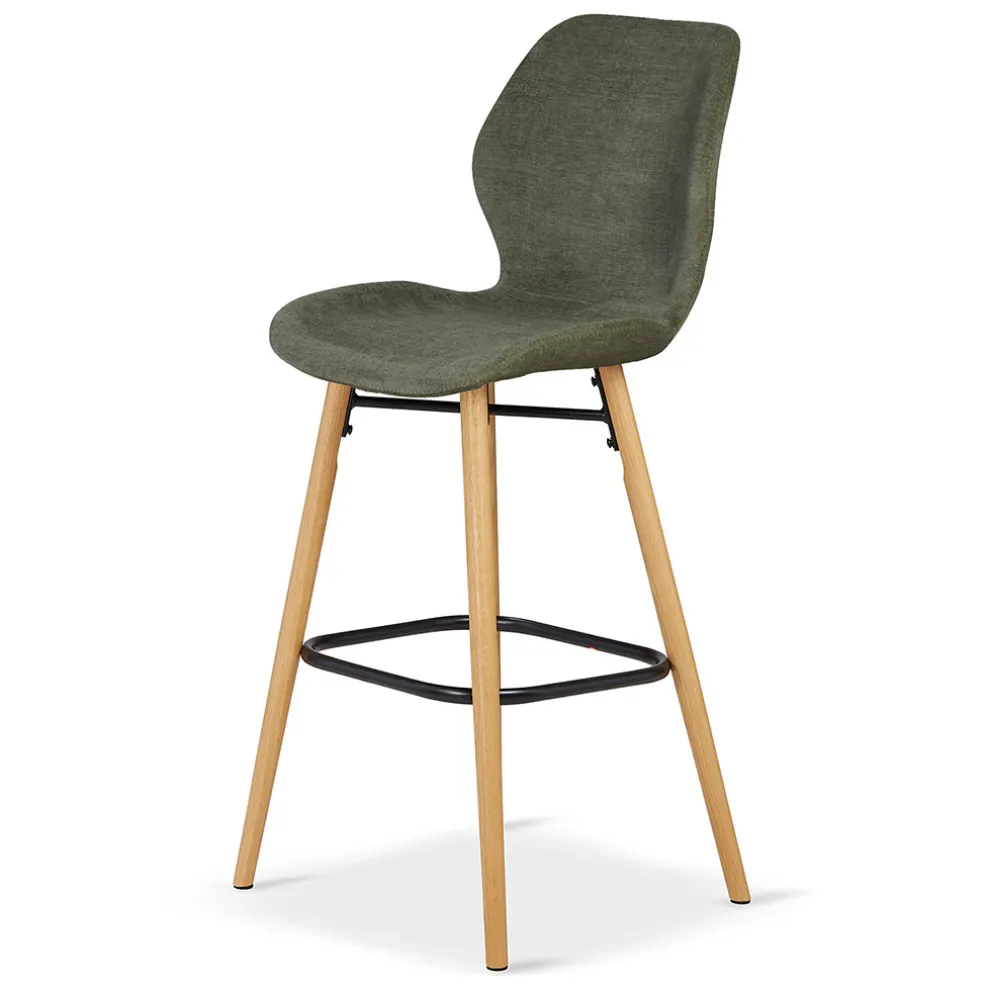 Chaise de bar en tissu soft touch vert bouteille h65cm - Keri