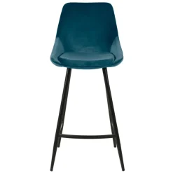Chaise de bar en velour bleu h75cm - Ben