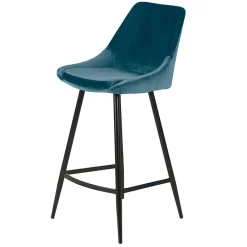 Chaise de bar en velour bleu h75cm - Ben