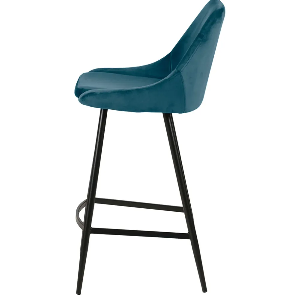 Chaise de bar en velour bleu h75cm - Ben