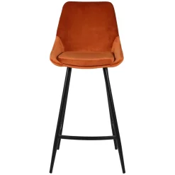 Chaise de bar en velours cognac h75cm - Ben