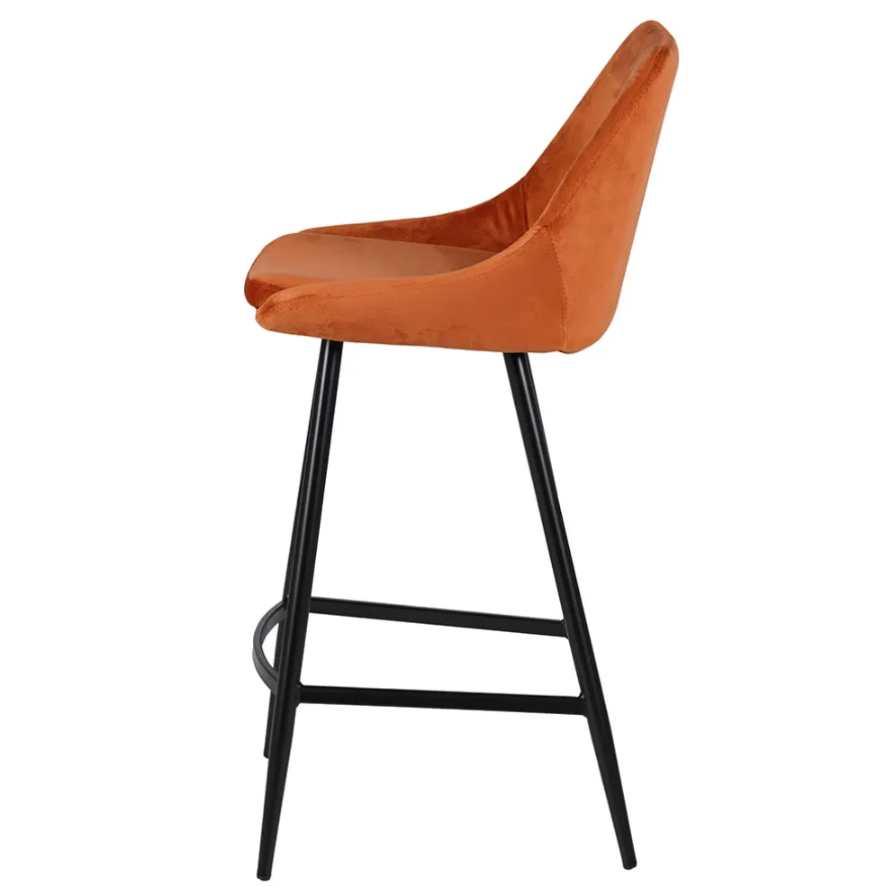 Chaise de bar en velours cognac h75cm - Ben