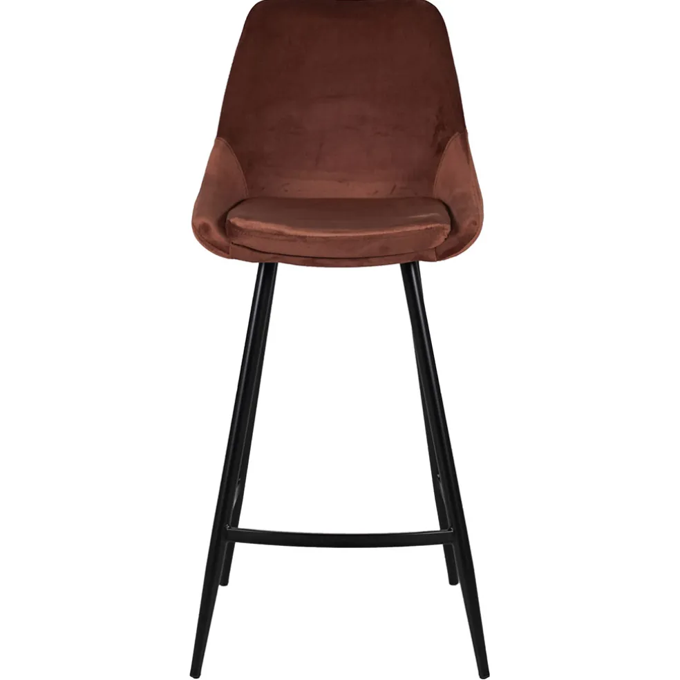 Chaise de bar en velours marron h67cm - Ben