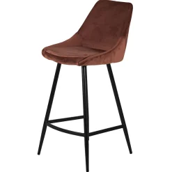Chaise de bar en velours marron h67cm - Ben