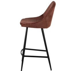 Chaise de bar en velours marron h67cm - Ben