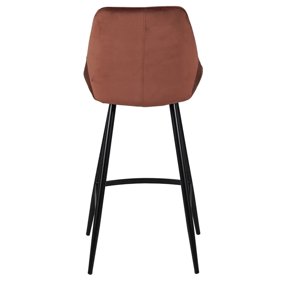 Chaise de bar en velours marron h67cm - Ben
