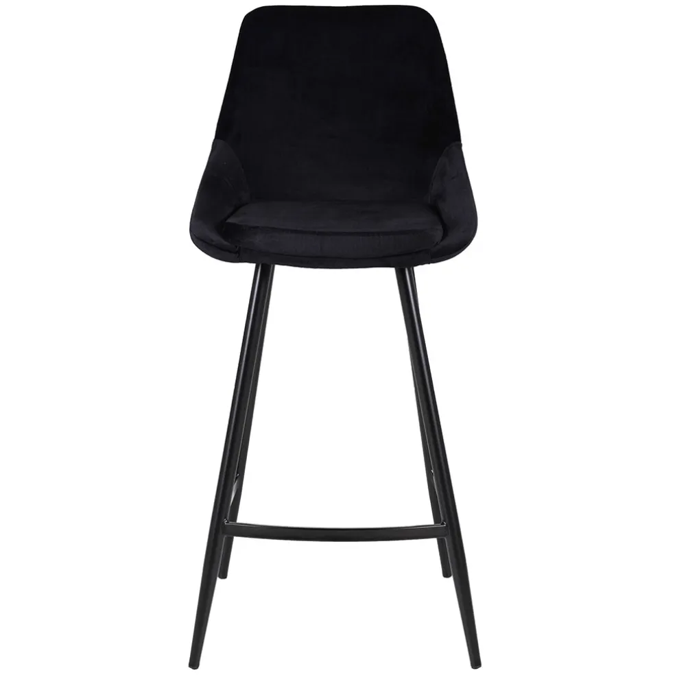 Chaise de bar en velours côtelé noir h75cm - Ben