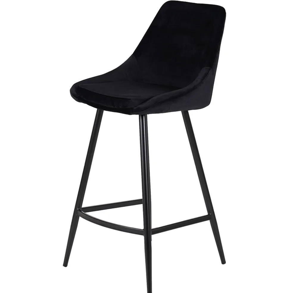 Chaise de bar en velours côtelé noir h75cm - Ben