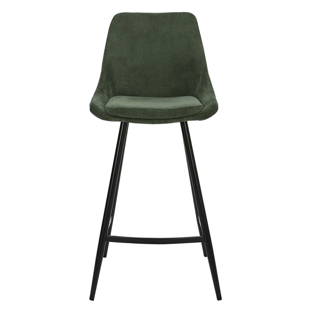 Chaise de bar en velours côtelé vert sapin h67cm - Ben
