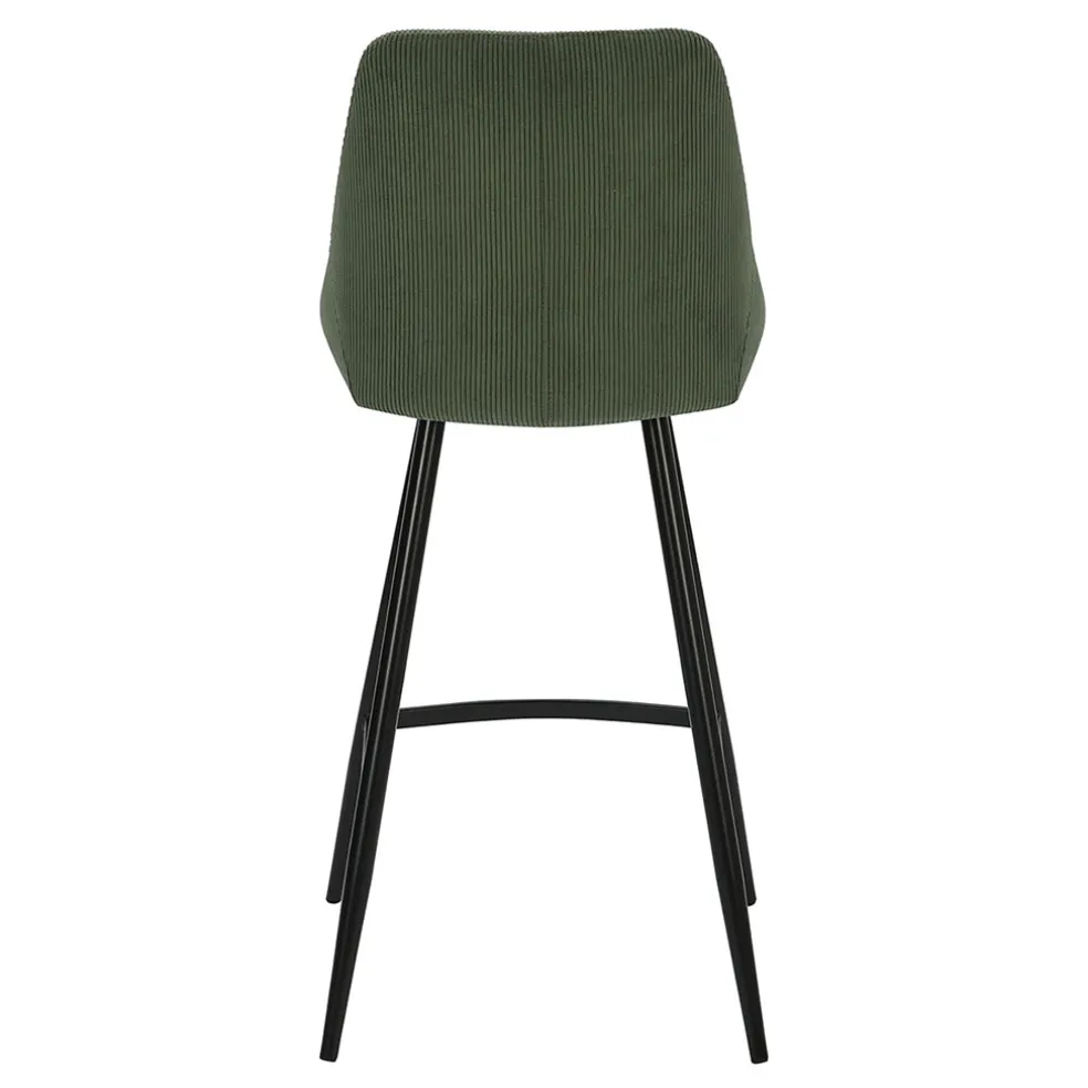 Chaise de bar en velours côtelé vert sapin h67cm - Ben