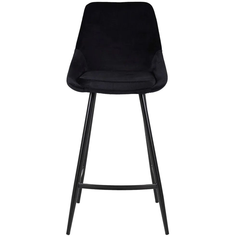 Chaise de bar en velours côtelé noir h67cm - Ben