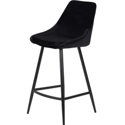 Chaise de bar en velours côtelé noir h67cm - Ben