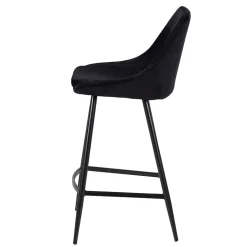 Chaise de bar en velours côtelé noir h67cm - Ben