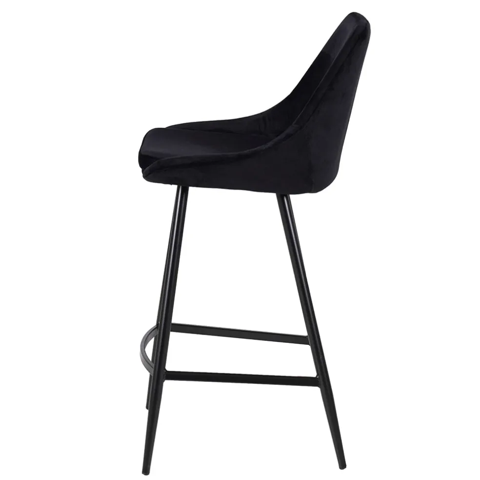 Chaise de bar en velours côtelé noir h67cm - Ben