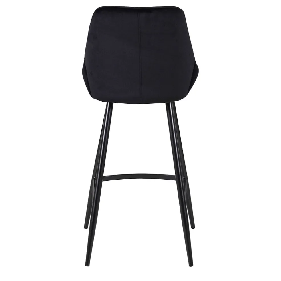 Chaise de bar en velours côtelé noir h67cm - Ben
