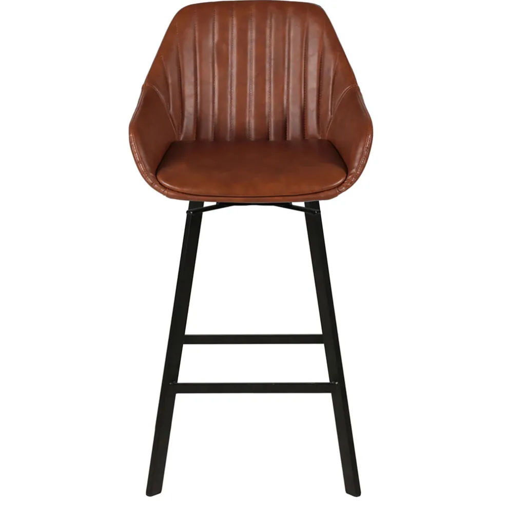 Chaise de bar pivotante effet cuir marron h75cm - Moss
