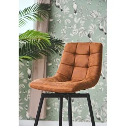 Chaise de bar pivotante en microfibre matelassé camel - Lilly