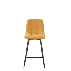Chaise de bar tissu matelassé moutarde - Lilly