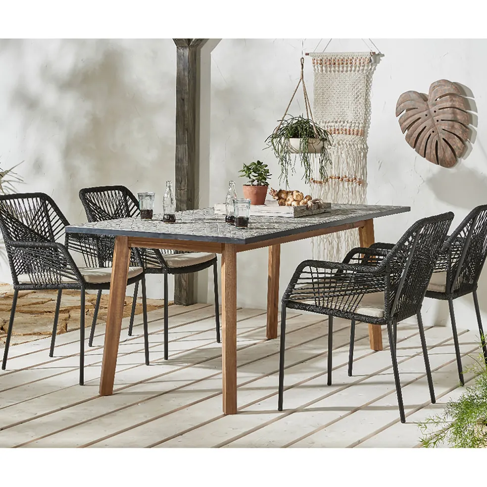 Chaise de jardin empilable en résine tressée noir - Seville