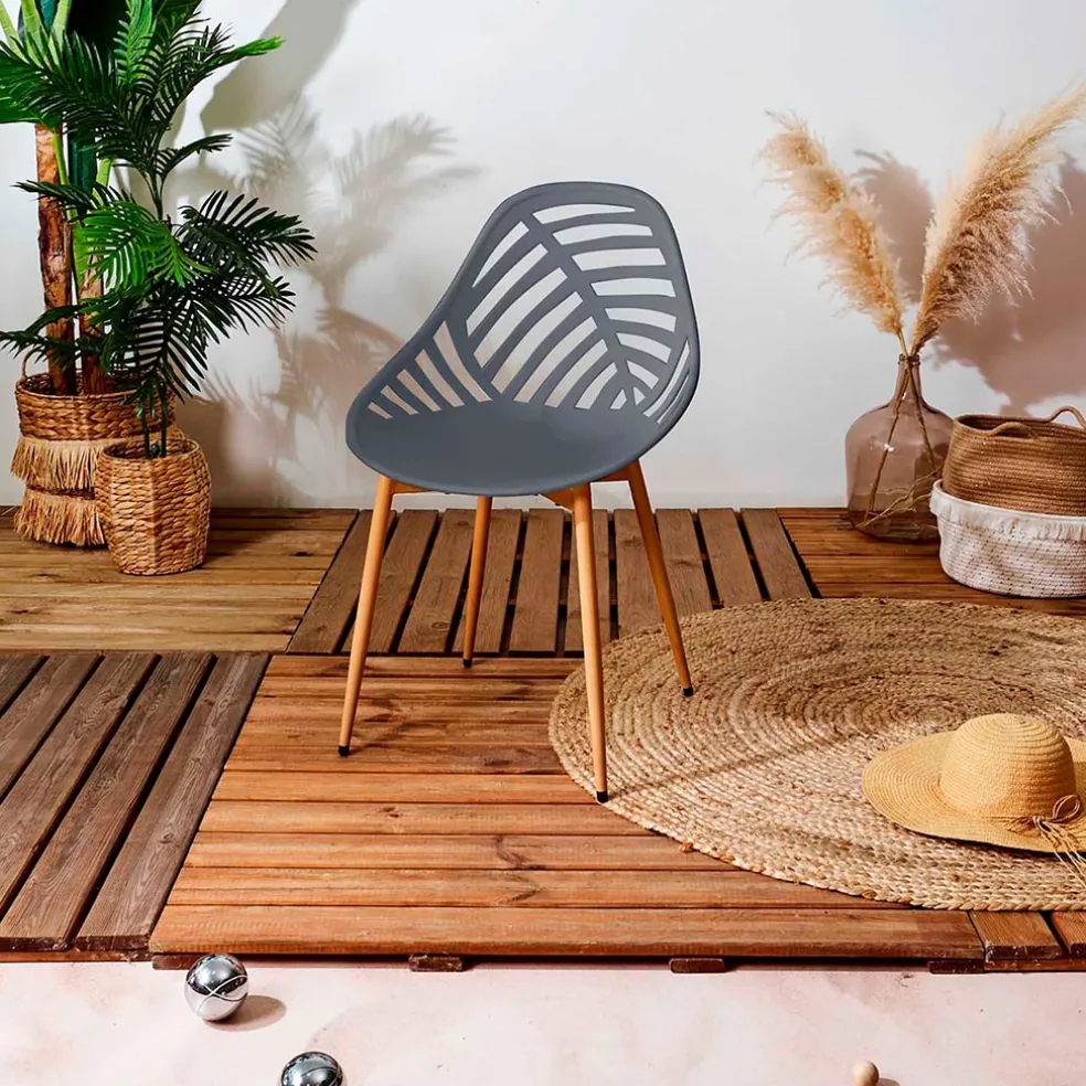 Chaise de jardin en plastique gris - Alameda