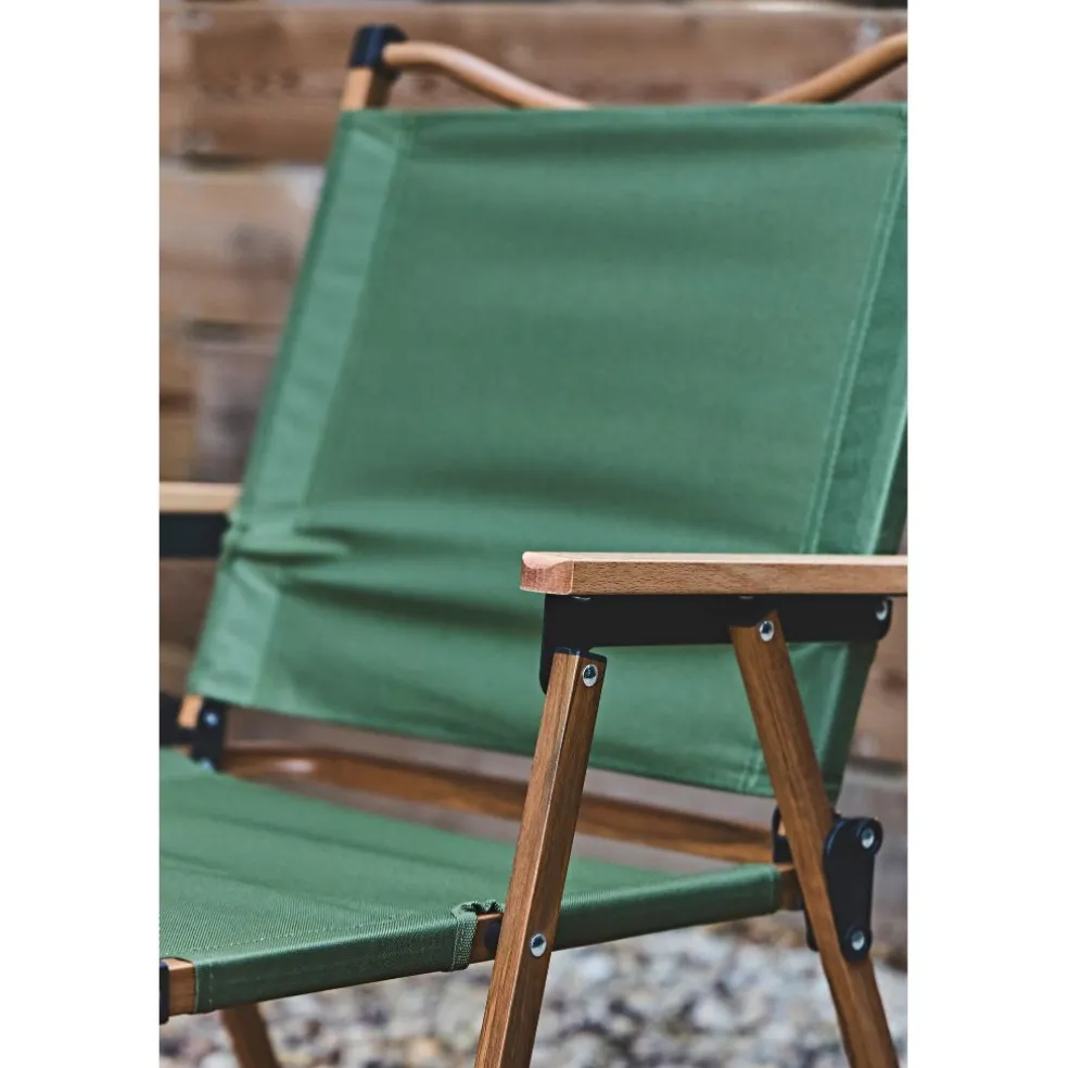 Chaise de jardin pliante en bois de hêtre et tissu vert - Mariposa