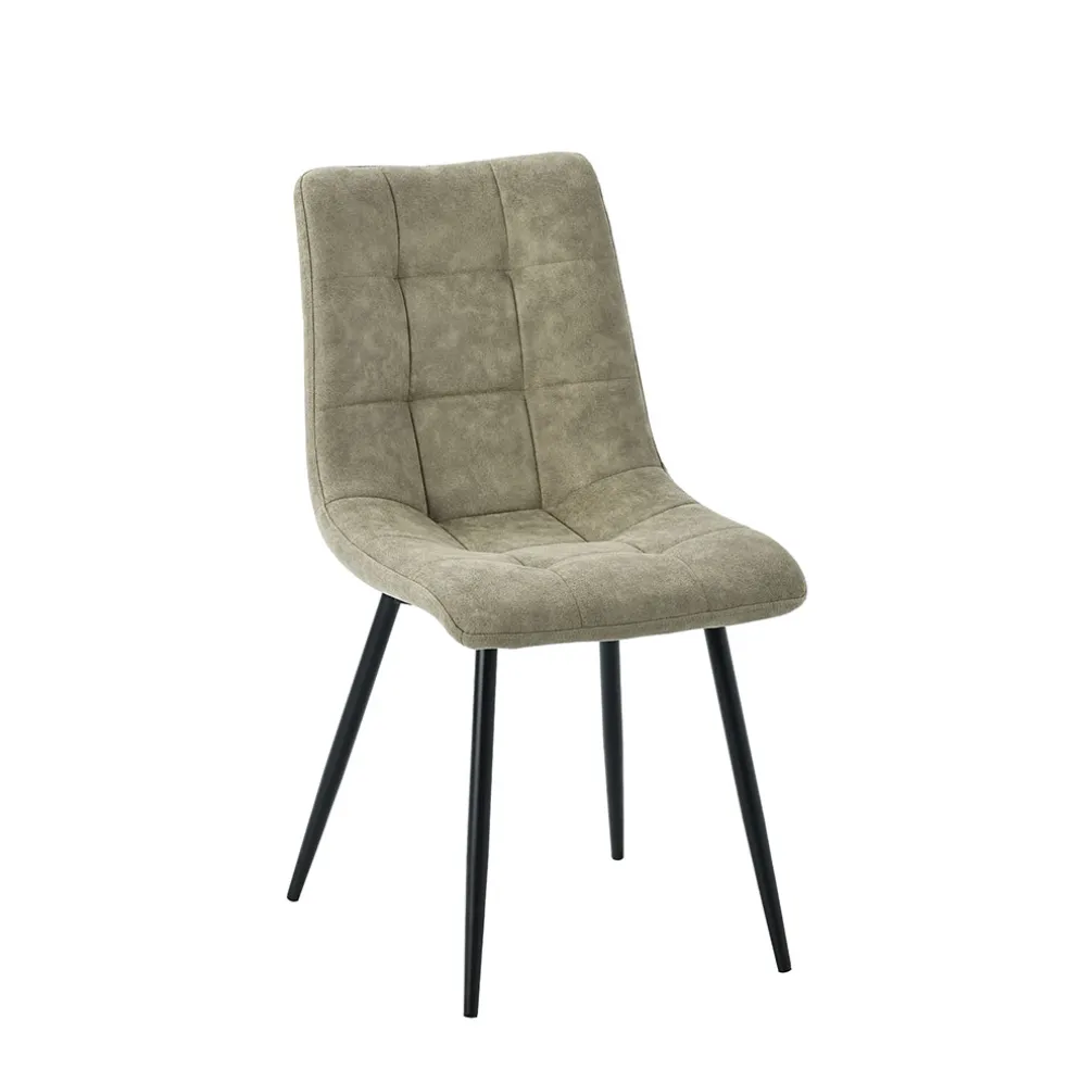 Chaise de salle à manger en tissu matelassé kaki - Lilly