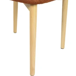 Chaise de salle à manger en tissu brique et hévéa - Elsy