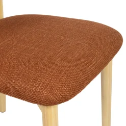 Chaise de salle à manger en tissu brique et hévéa - Elsy