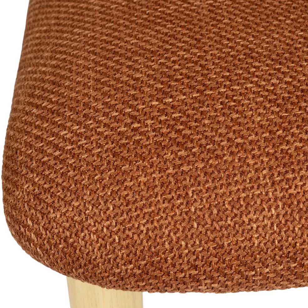 Chaise de salle à manger en tissu brique et hévéa - Elsy