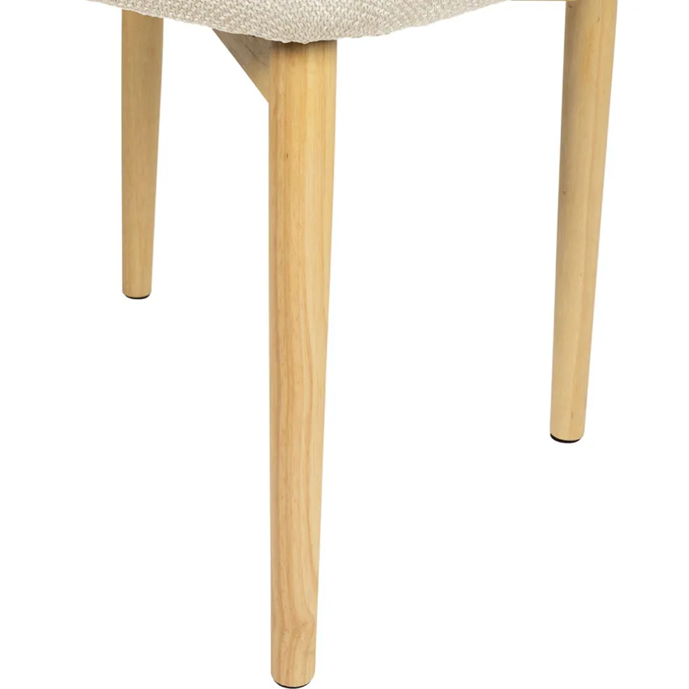 Chaise de salle à manger en tissu beige et hévéa - Elsy