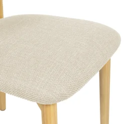 Chaise de salle à manger en tissu beige et hévéa - Elsy