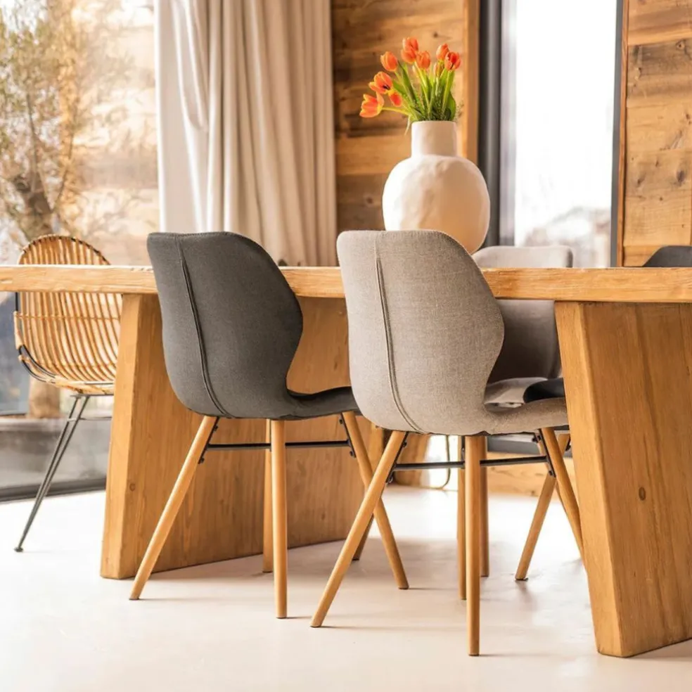 Chaise de salle à manger en tissu gris clair - Gloria