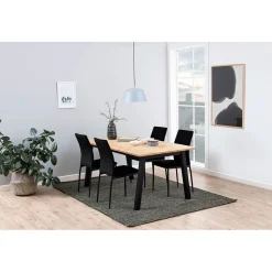 Chaise de salle à manger en tissu noir - Demia