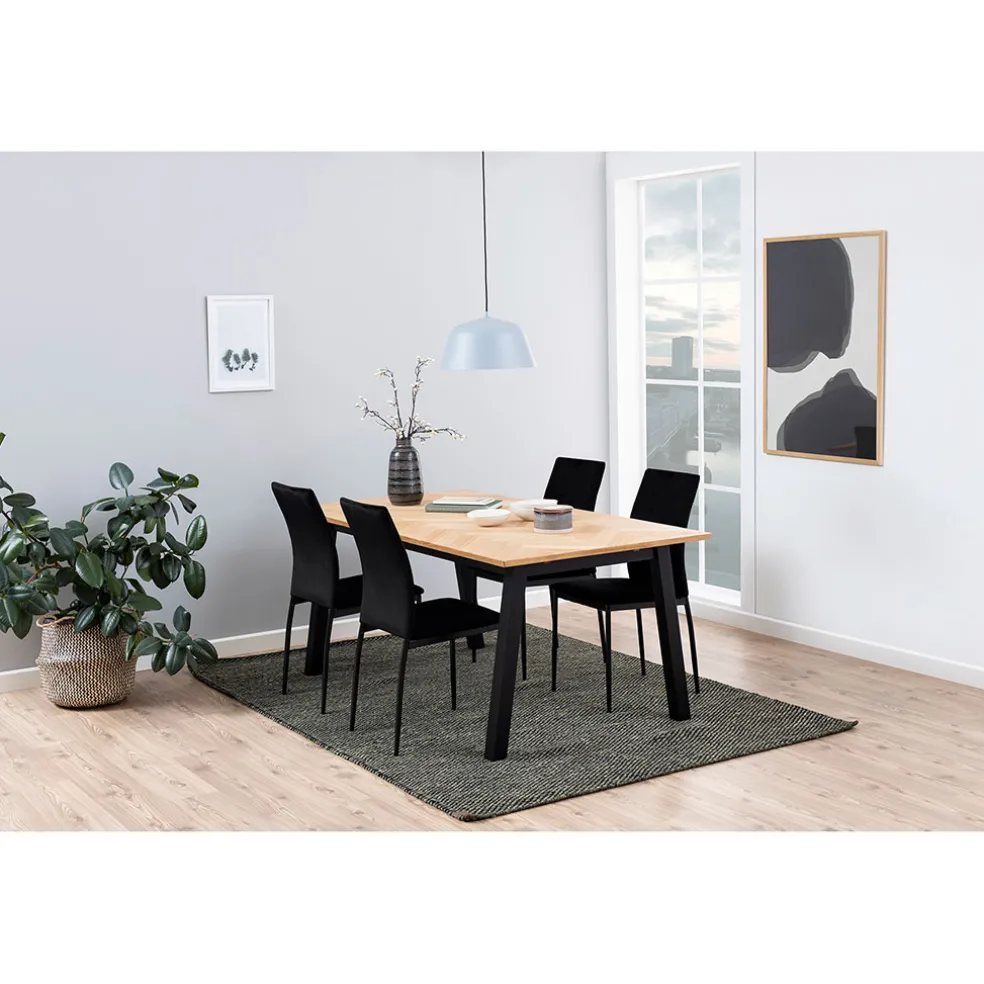 Chaise de salle à manger en tissu noir - Demia