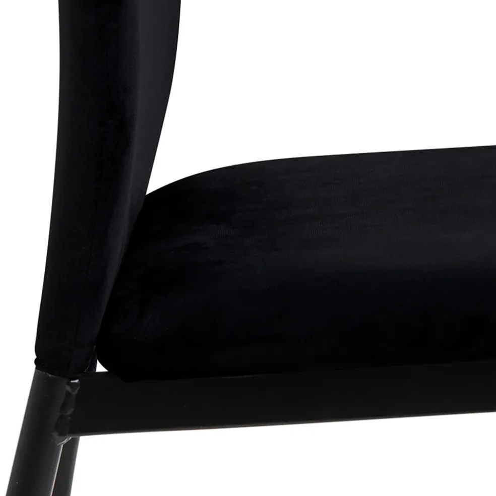 Chaise de salle à manger en tissu noir - Demia