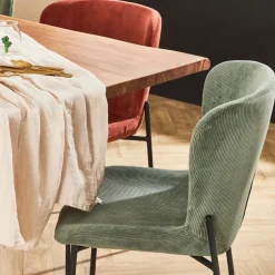 Chaise de salle à manger en velours côtelé vert foncé - Holden