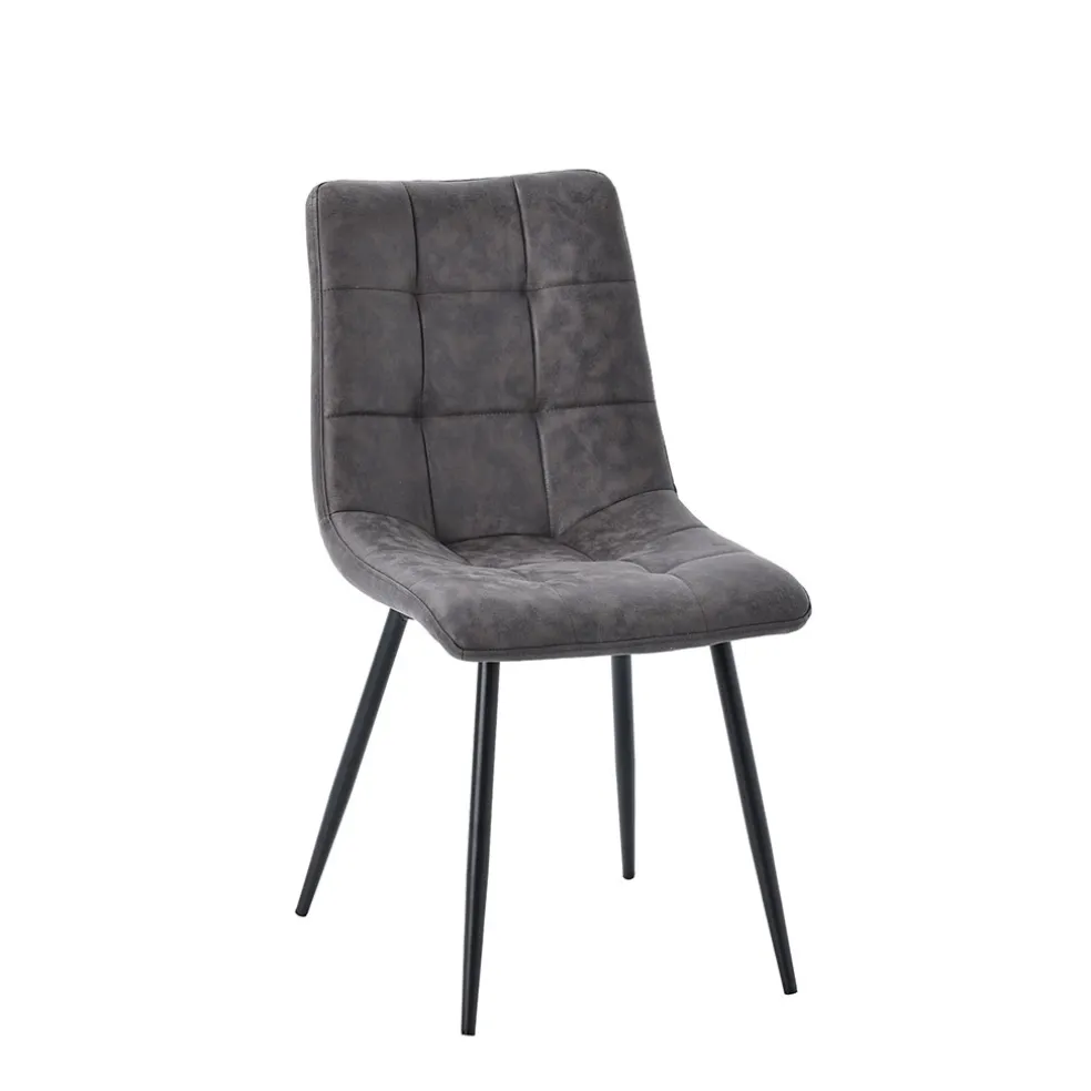 Chaise de salle à manger en microfibre matelassé anthracite - Lilly