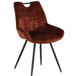 Chaise de salle à manger en velours rouille - Dana